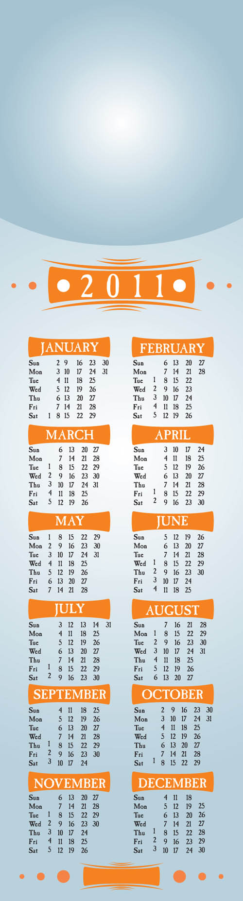free vector Simple 2011 calendar template vector